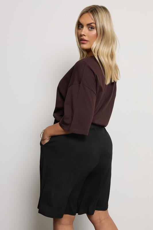 Evans YOURS Curve Black Jersey Pull On Shorts