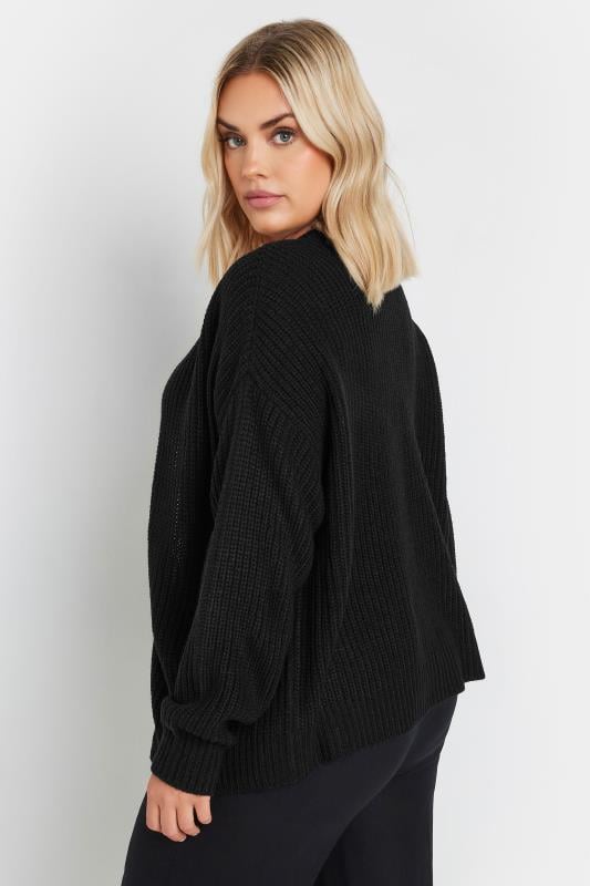 Evans YOURS Curve Black Knitted Bomber Cardigan