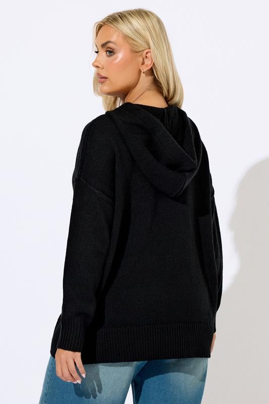 Evans YOURS Curve Black Knitted Hoodie