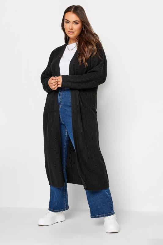 Evans YOURS Curve Black Knitted Maxi Cardigan