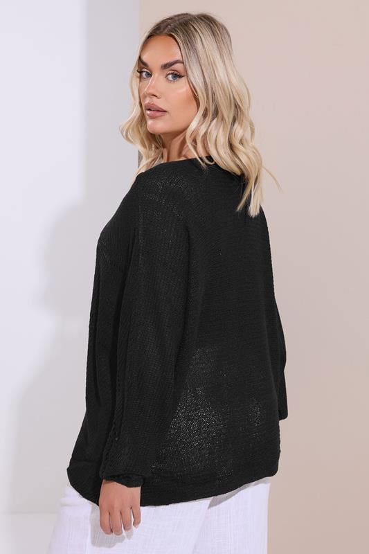 Evans YOURS Curve Black Knitted Pointelle Jumper