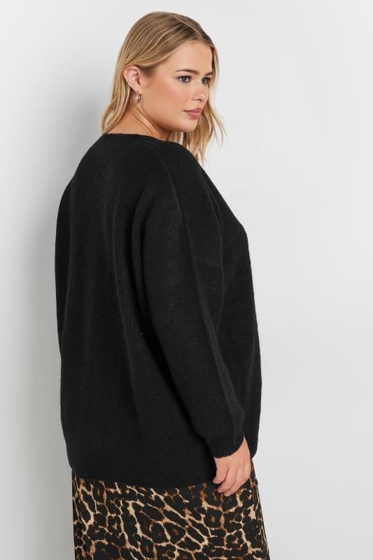 Evans YOURS Curve Black Knitted Toggle Cardigan