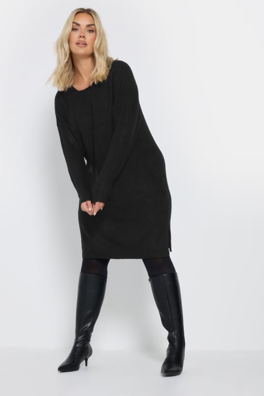 Evans YOURS Curve Black Knitted Tunic Jumper Dress