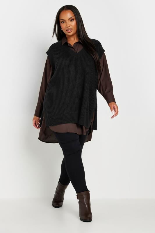 Evans YOURS Curve Black Knitted Vest