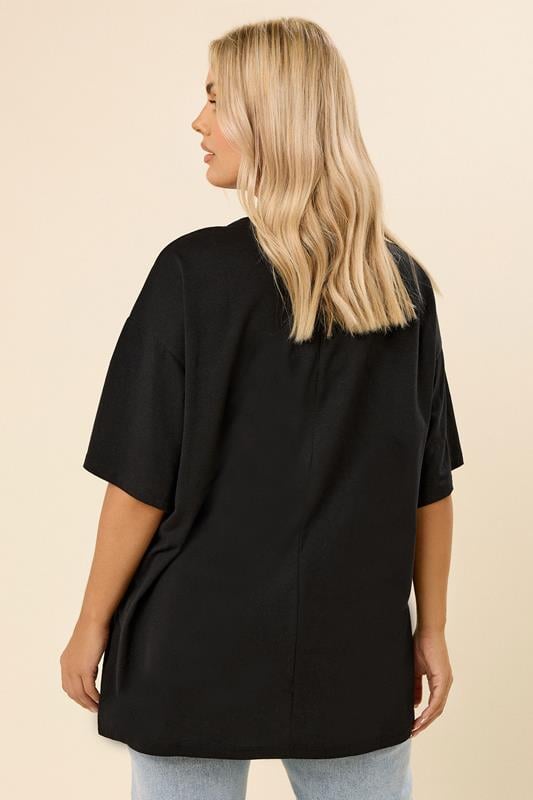 Evans YOURS Curve Black 'L'Amour' Slogan T-Shirt