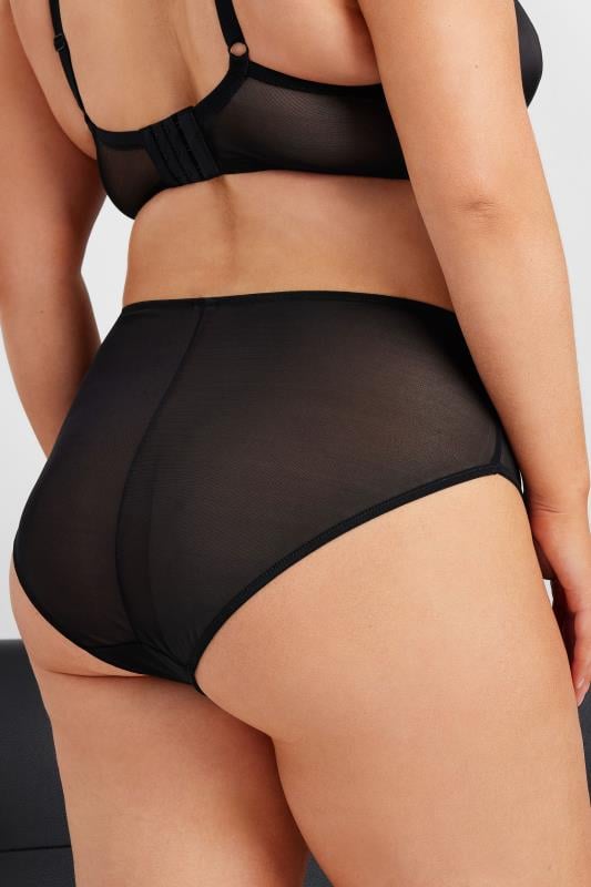 Evans YOURS Curve Black Lace Detail Satin Briefs