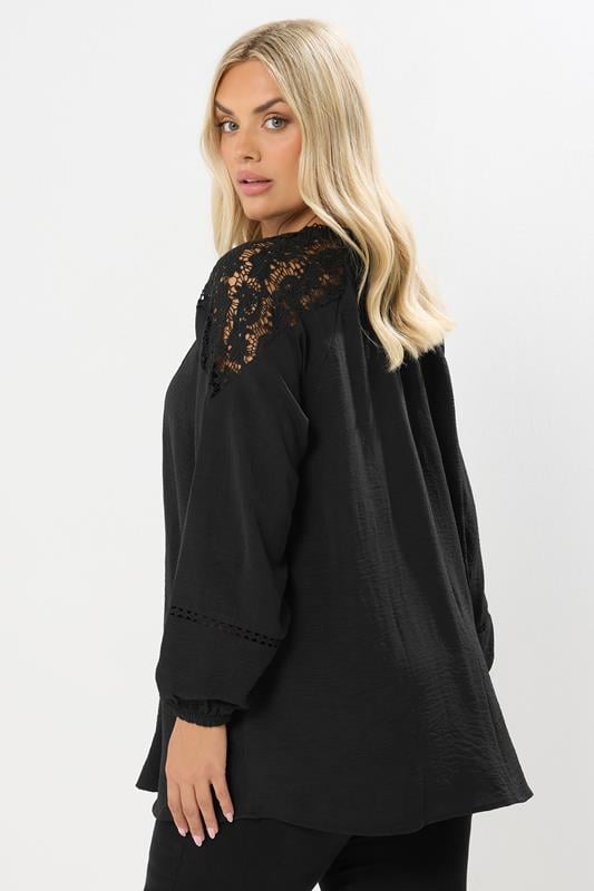 Evans YOURS Curve Black Lace Insert Blouse