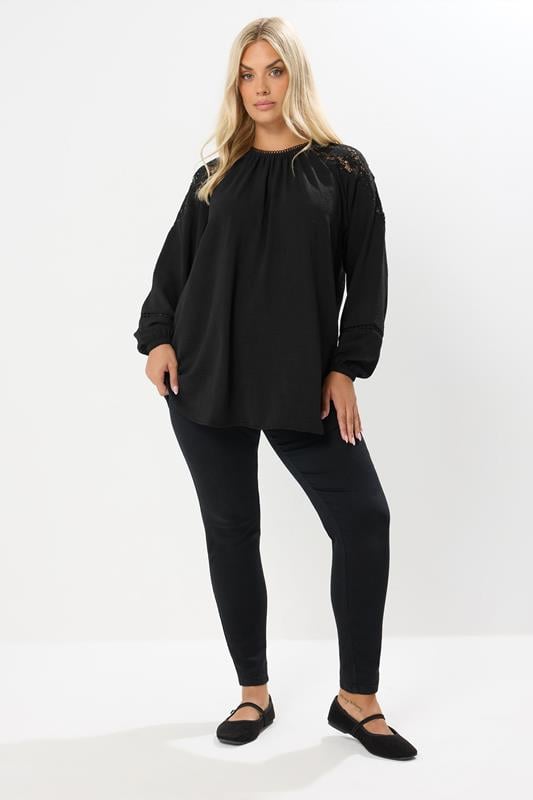 Evans YOURS Curve Black Lace Insert Blouse
