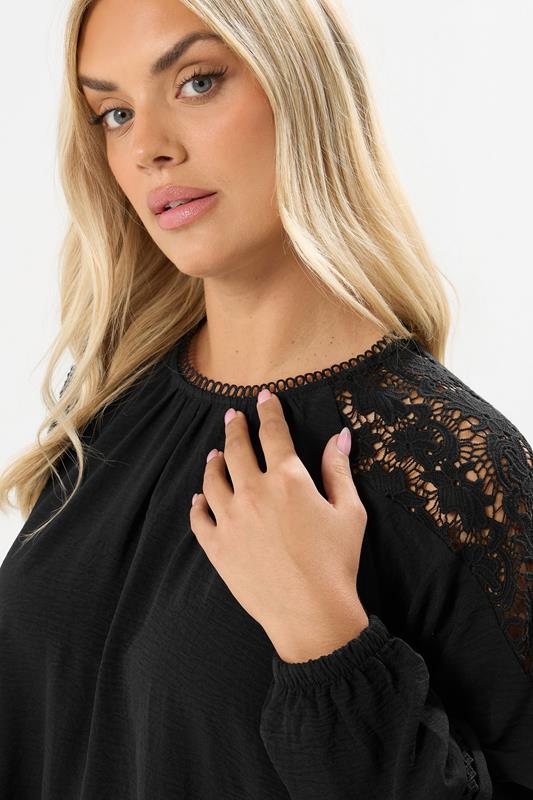 Evans YOURS Curve Black Lace Insert Blouse