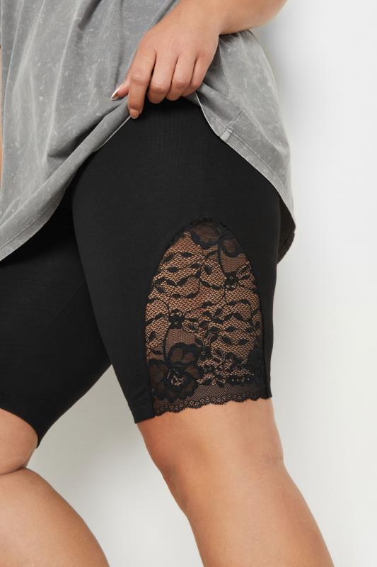Evans YOURS Curve Black Lace Insert Cycling Shorts