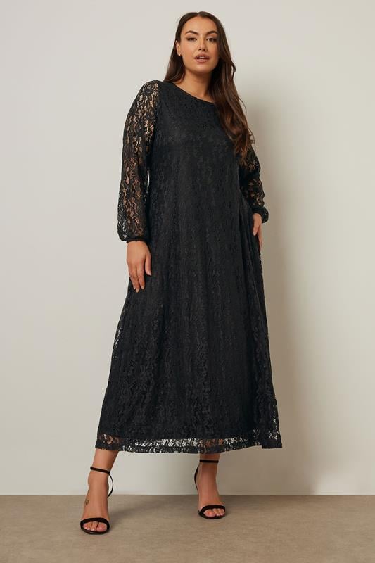 Evans YOURS Curve Black Lace Maxi Dress