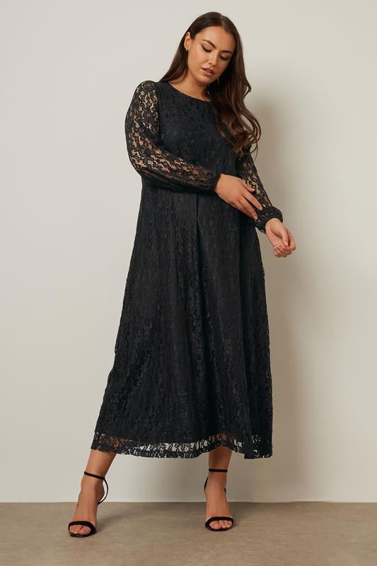 evans YOURS Curve Black Lace Maxi Dress
