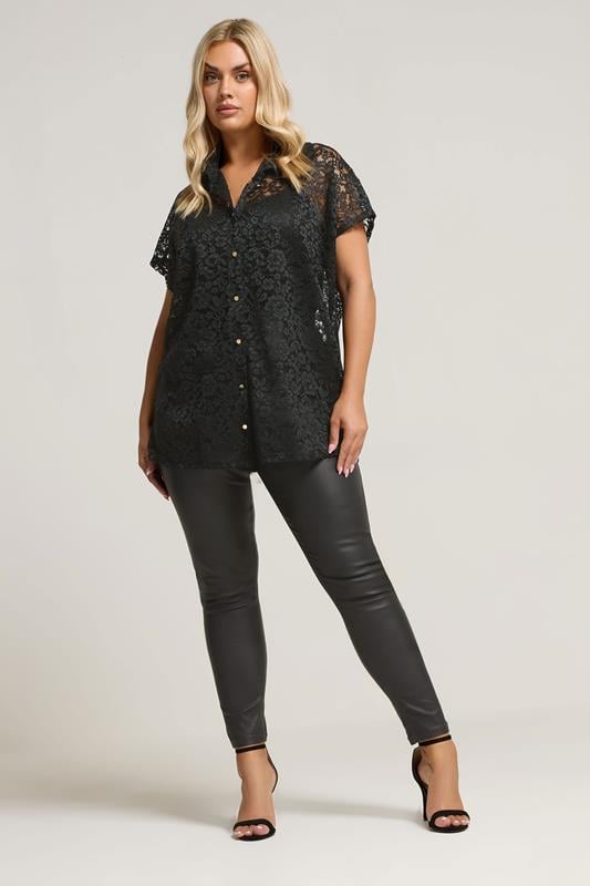 Evans YOURS Curve Black Lace Shirt