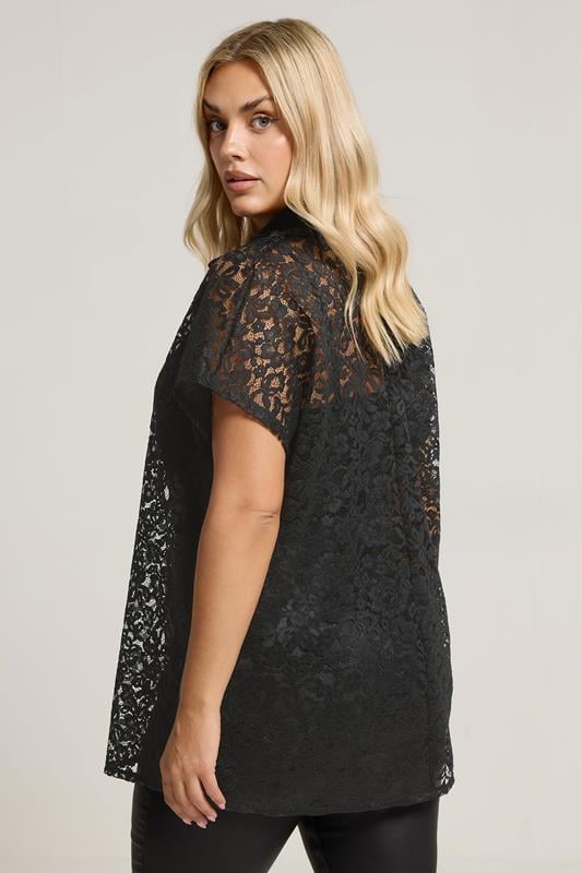 Evans YOURS Curve Black Lace Shirt