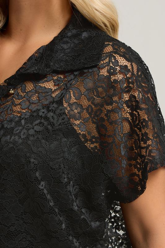 Evans YOURS Curve Black Lace Shirt