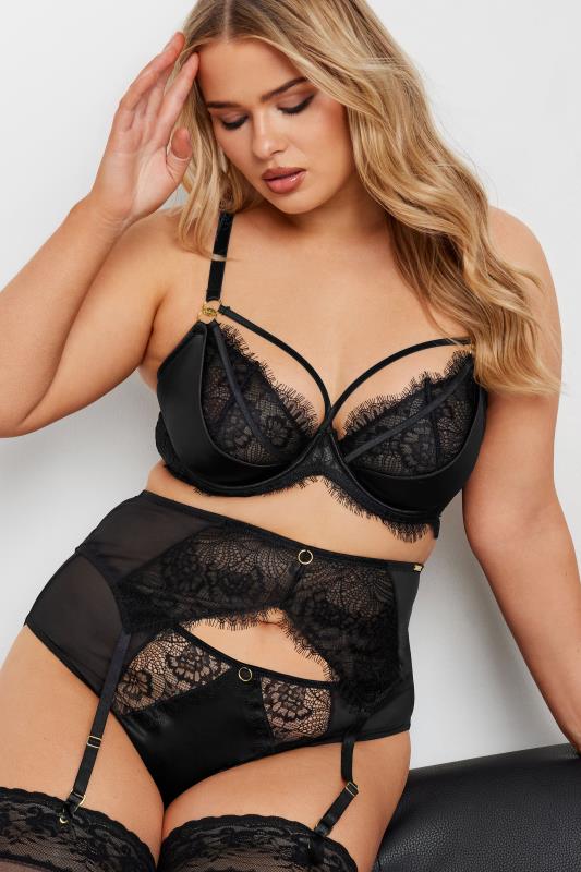 Evans YOURS Curve Black Lace Suspender Belt