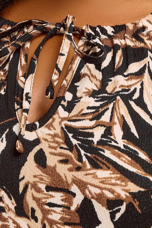 Evans YOURS Curve Black Leaf Print Textured Dress