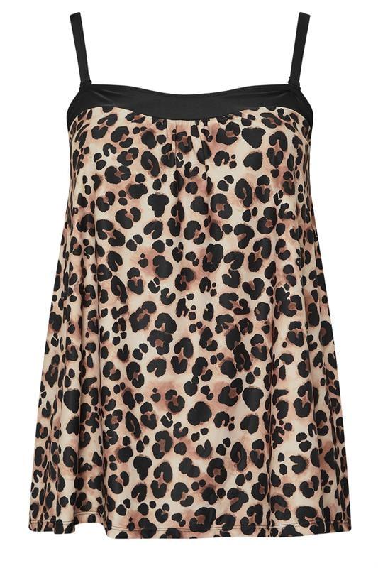evans YOURS Curve Black Leopard Print Tankini Top