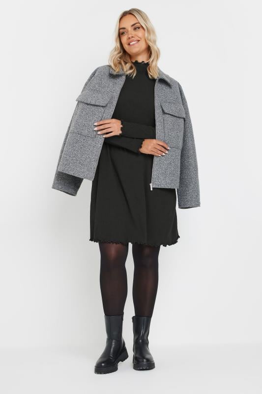Evans YOURS Curve Black Lettuce Edge Tunic Dress