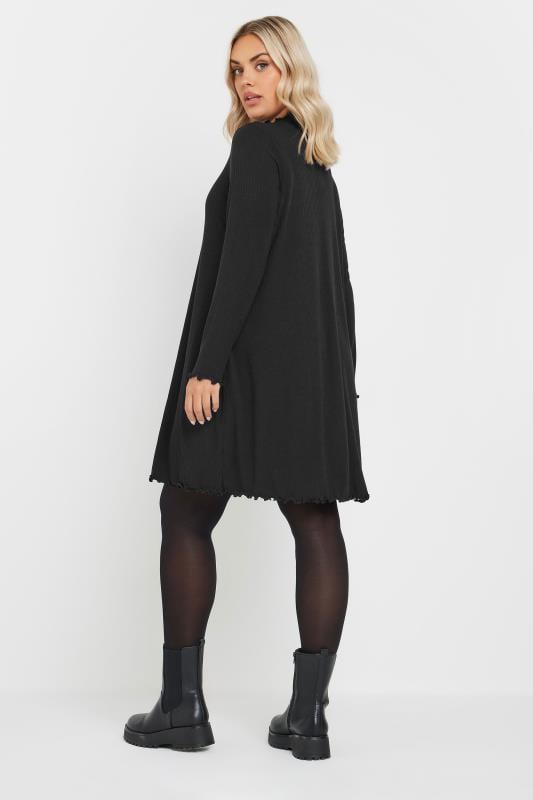 Evans YOURS Curve Black Lettuce Edge Tunic Dress