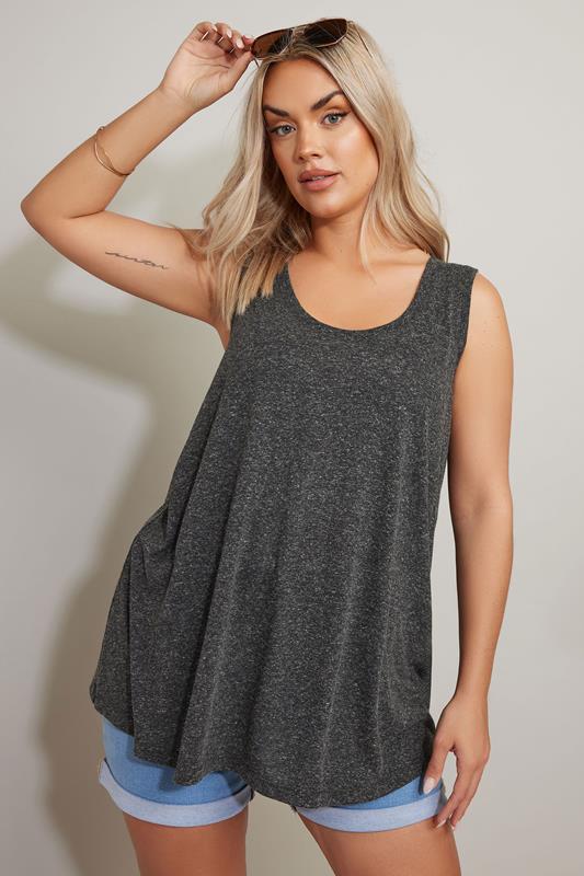 Evans YOURS Curve Black Linen Vest Top