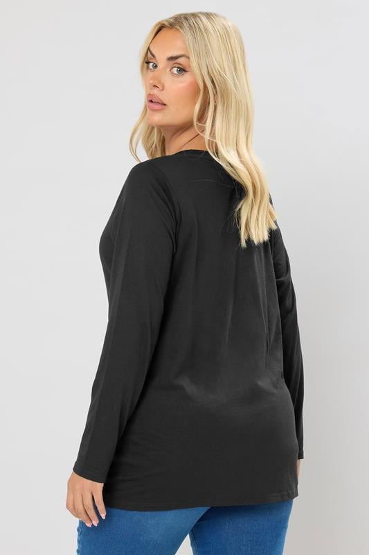 Evans YOURS Curve Black Long Sleeve T-Shirt