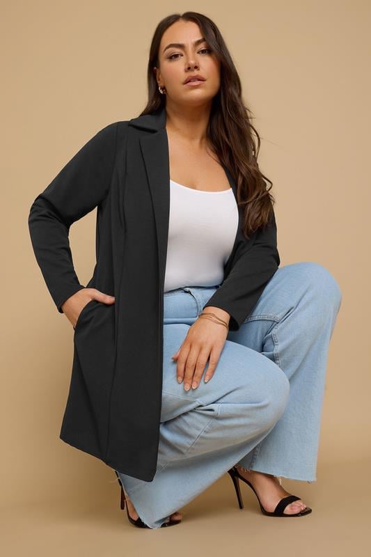evans YOURS Curve Black Longline Blazer