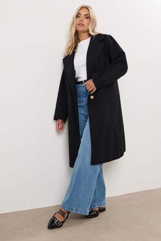 evans YOURS Curve Black Longline Formal Coat