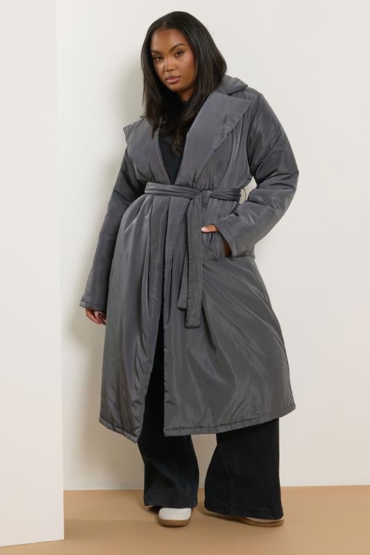 evans YOURS Curve Black Longline Padded Coat