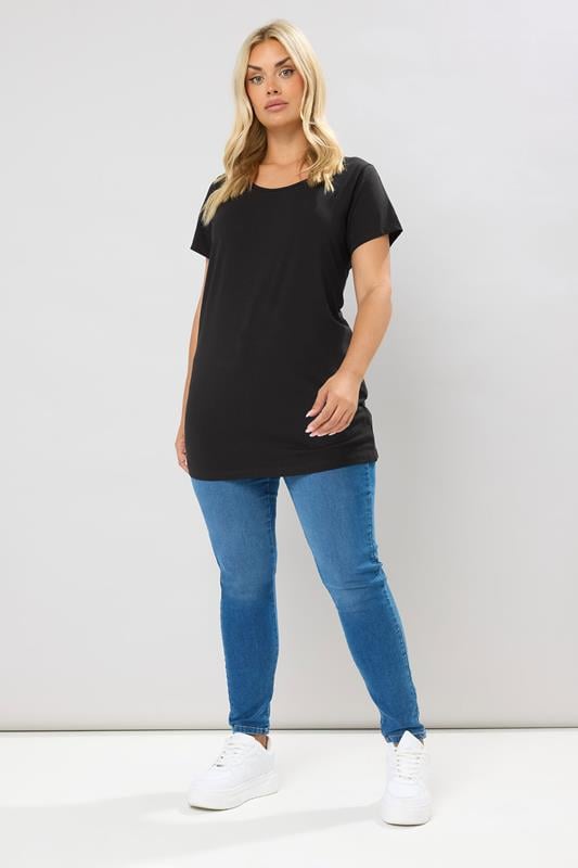 Evans YOURS Curve Black Longline T-Shirt