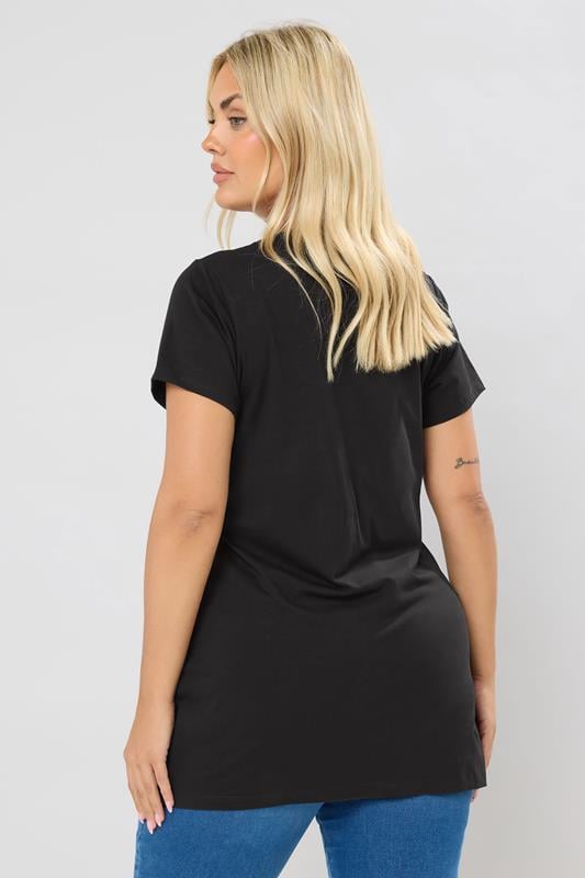 Evans YOURS Curve Black Longline T-Shirt