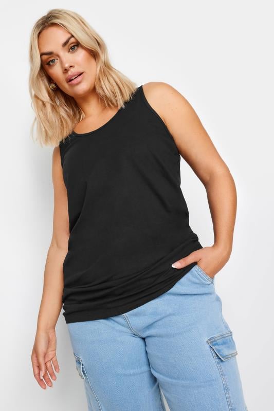 evans YOURS Curve Black Longline Vest Top