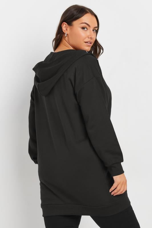 Evans YOURS Curve Black Longline Zip Hoodie