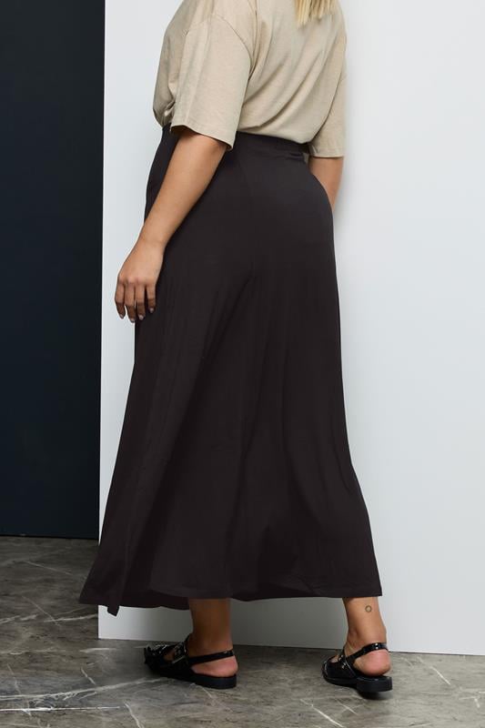 Evans YOURS Curve Black Maxi Jersey Stretch Skirt
