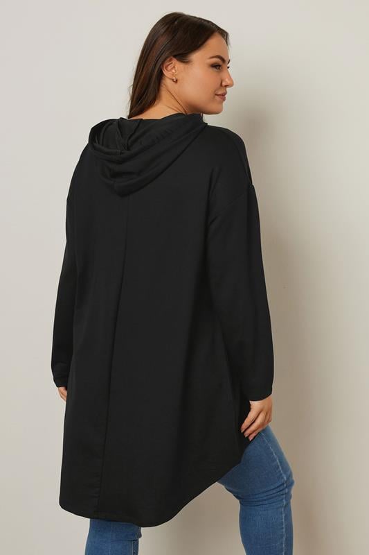 Evans YOURS Curve Black Metallic Drawstring Hoodie