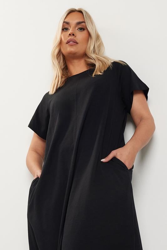 Evans YOURS Curve Black Midaxi T-Shirt Dress