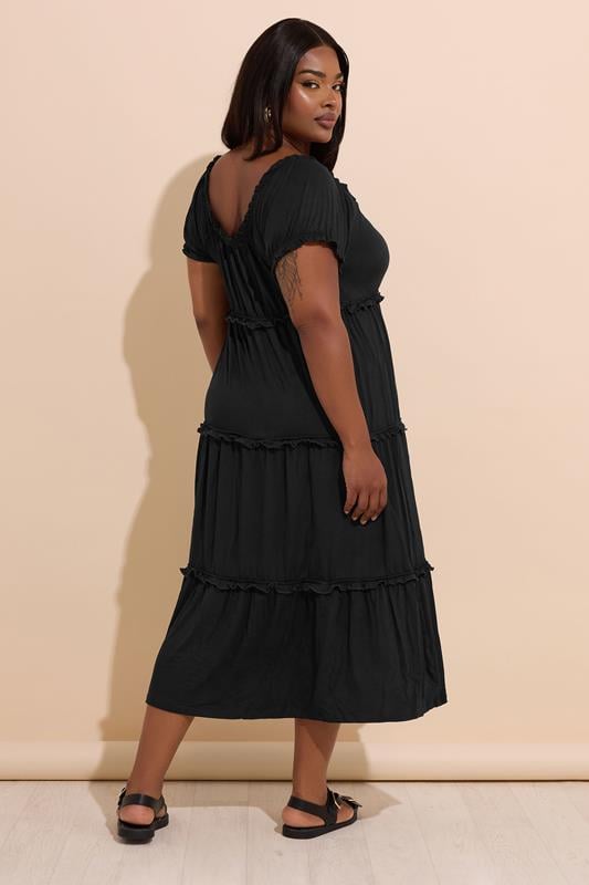 Evans YOURS Curve Black Milkmaid Maxi Dress