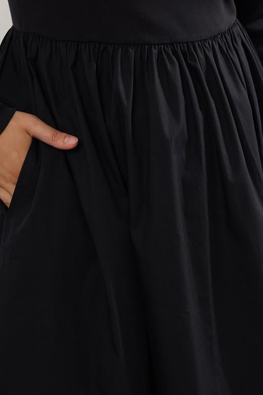 Evans YOURS Curve Black Mixed Rib Midaxi Dress