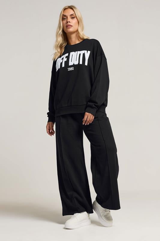 Evans YOURS Curve Black 'Off Duty' Slogan Sweatshirt