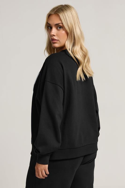 Evans YOURS Curve Black 'Off Duty' Slogan Sweatshirt