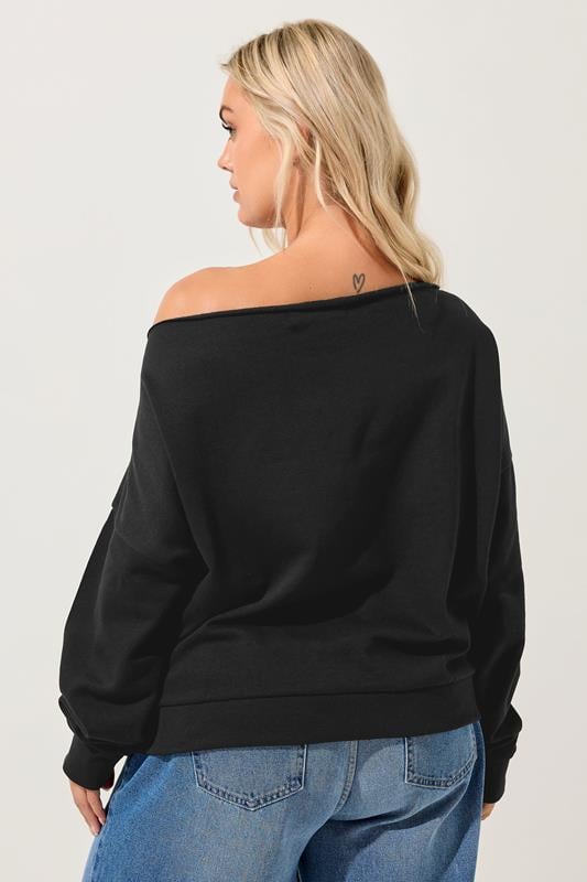 Evans YOURS Curve Black Off Shoulder Sweatshirt