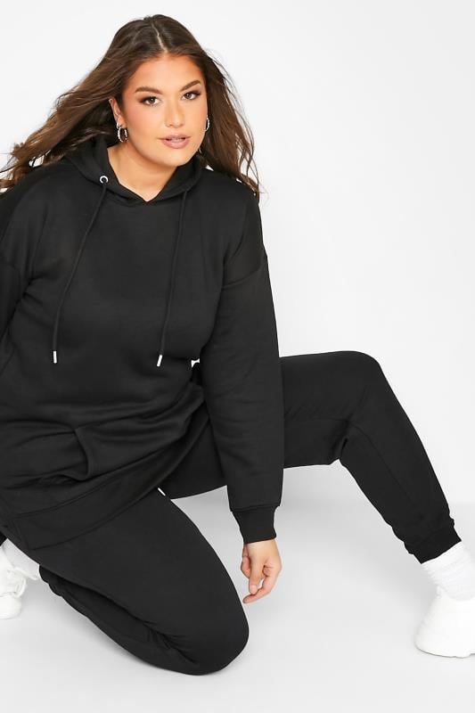 Evans YOURS Curve Black Overhead Hoodie