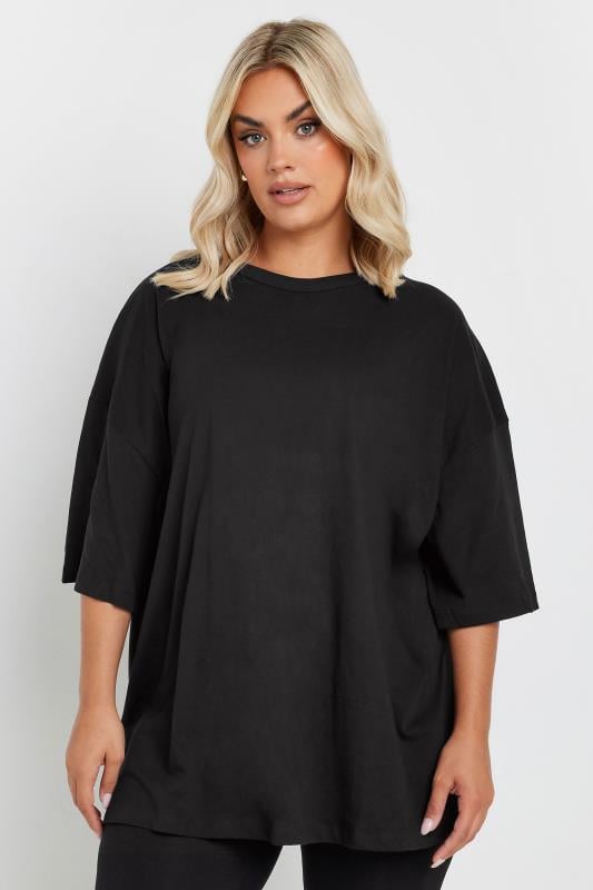 Evans YOURS Curve Black Oversized T-Shirt