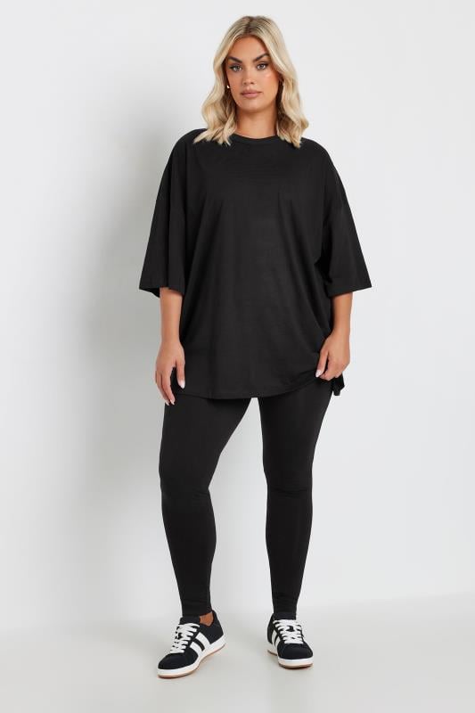 Evans YOURS Curve Black Oversized T-Shirt