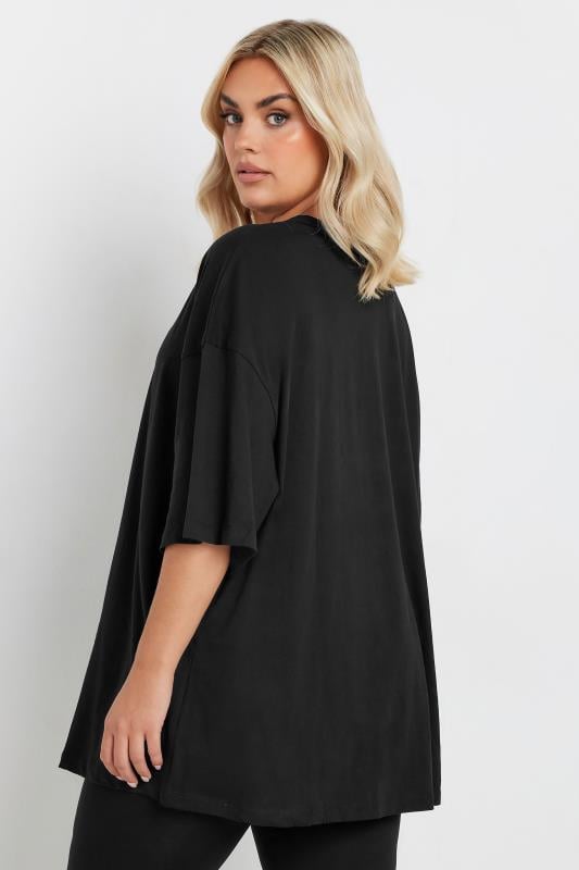 Evans YOURS Curve Black Oversized T-Shirt