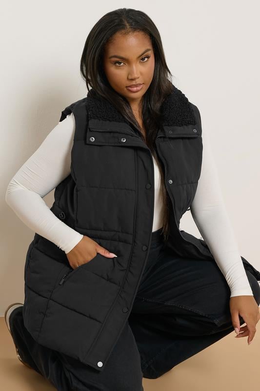 evans YOURS Curve Black Padded Gilet