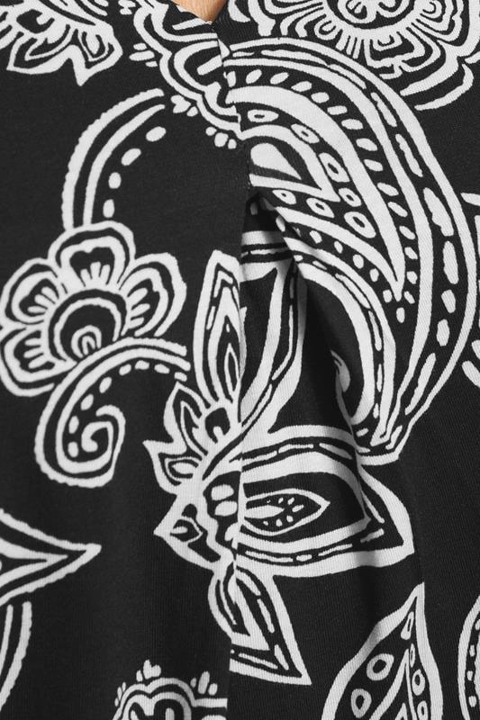 Evans YOURS Curve Black Paisley Pleat Front Top