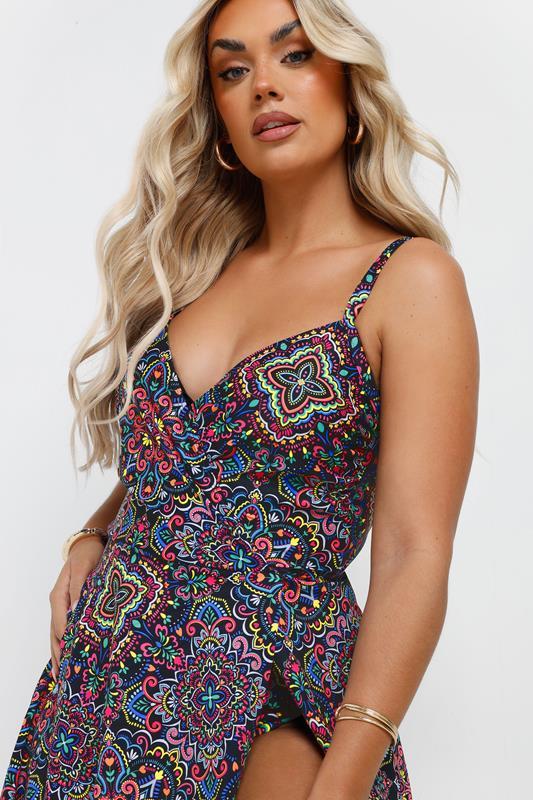 Evans YOURS Curve Black Paisley Print Swimdress