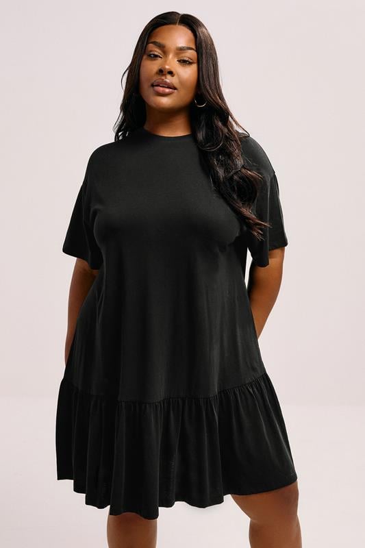 evans YOURS Curve Black Peplum Mini Dress