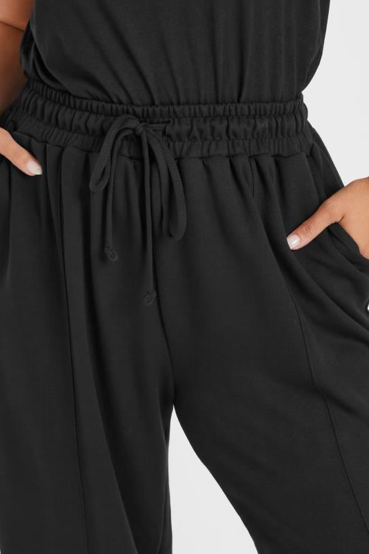 Evans YOURS Curve Black Pleat Front Cuffed Joggers